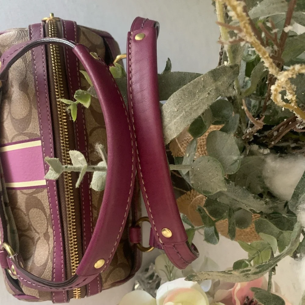 Coach RARE Mini Heritage Satchel Signature Leather Bag and Wristlet